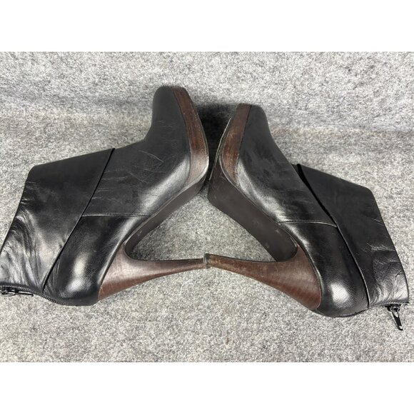 Steve Madden Boots Womens Size 7 Black Trishia Leather Platform Ankle Heel - Picture 8 of 9